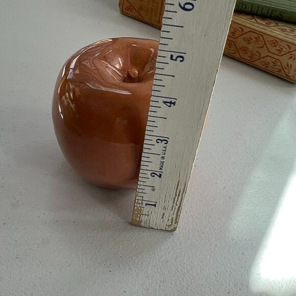 Studio Art Pottery Red Apple Paperweight Glossy Finish Pottery Art Handmade - Picture 9 of 14